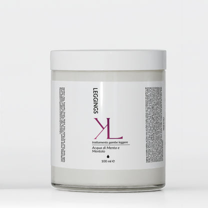 Leggings Dren Cell trattamento gambe leggere Korealux
Ingredienti chiave Leggings Dren Cell con Mentolo Menta Escina e Centella
Trattamento corpo effetto fresco per gambe stanche e pesanti
Rituale corpo Korealux per gambe più leggere toniche e levigate