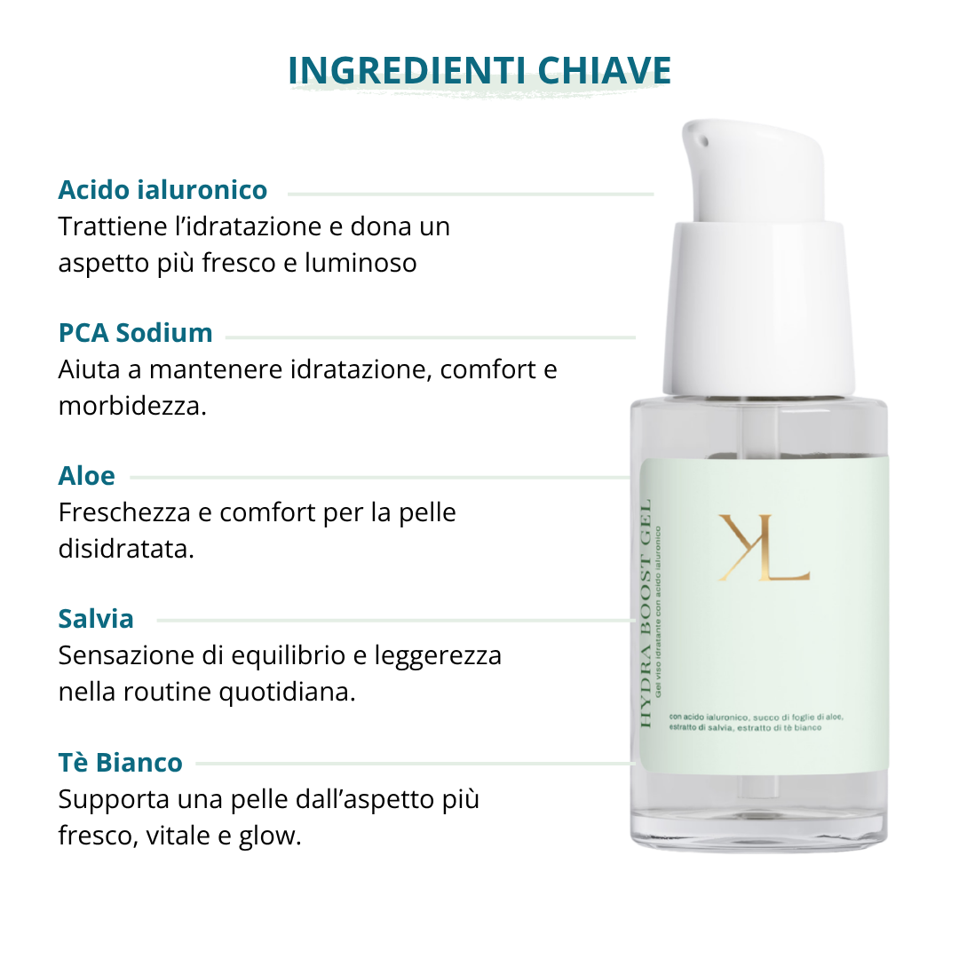 Gel viso idratante Korealux con PCA di sodio aloe e tè bianco
