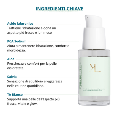Gel viso idratante Korealux con PCA di sodio aloe e tè bianco