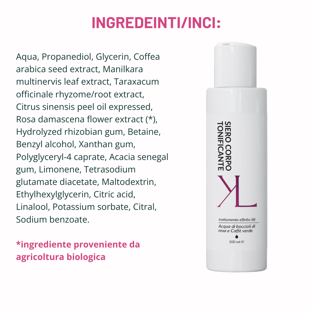Lift Up Body Serum ricarica tonificante Korealux
Ingredienti chiave Lift Up Body Serum con Complesso Liftante e Caffè Verde
Ricarica trattamento Leggings Lift Up Korealux
Siero corpo effetto lift per pelle tonica elastica e compatta