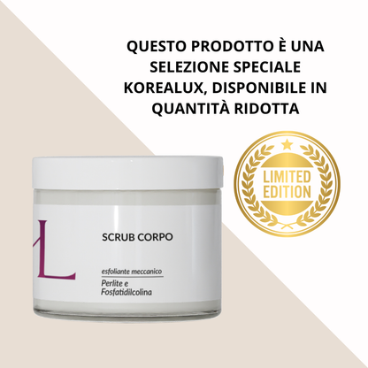 Shape Body Scrub esfoliante corpo Korealux
Ingredienti chiave Shape Body Scrub con Perlite Maca Guaranà e Caffeina
Scrub corpo esfoliante per pelle liscia levigata e uniforme
Trattamento corpo Korealux Shape Body Scrub per pelle a buccia d’arancia