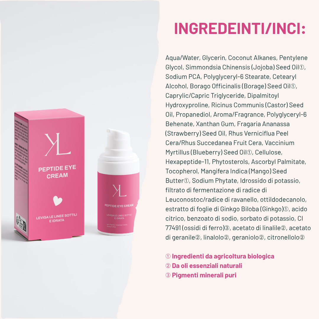 Routine contorno occhi Korealux con Peptide Eye Cream per uno sguardo più fresco e curato.